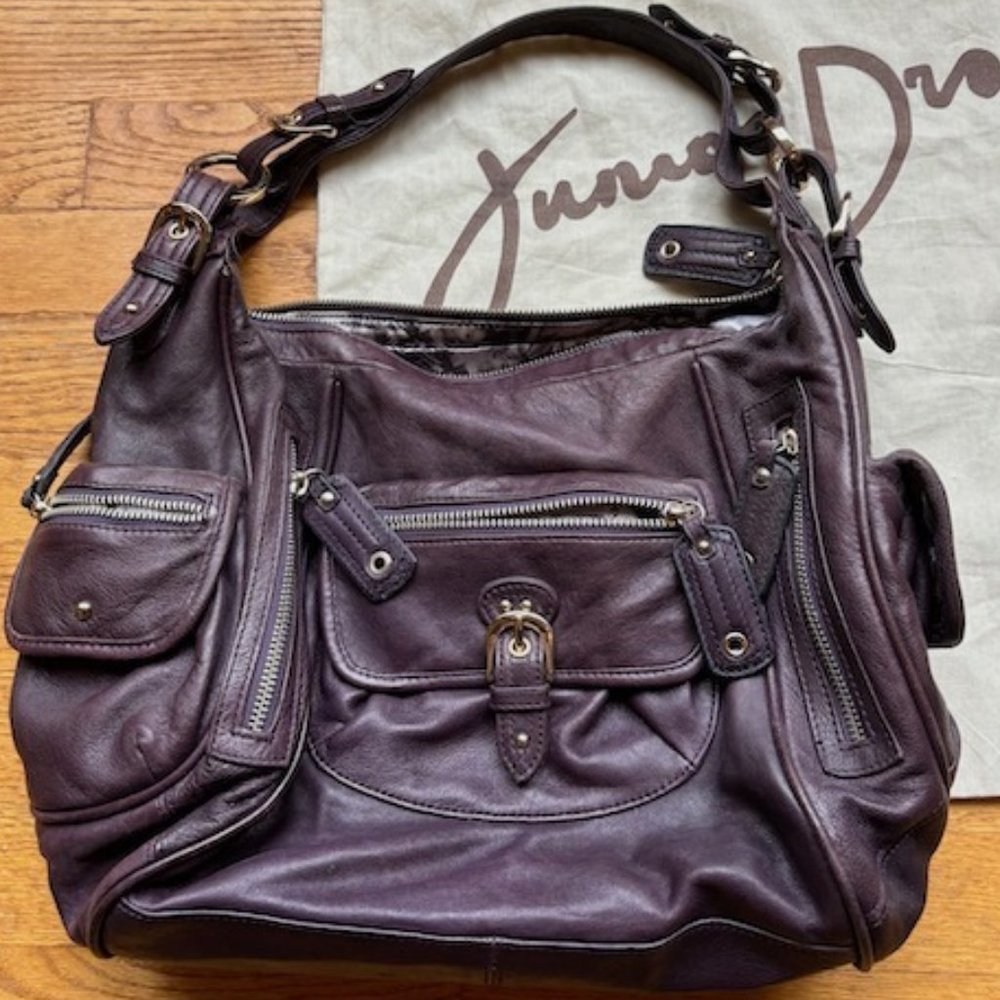 Junior Drake Purple Leather Bag with dust bag